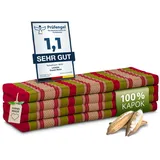 Klappmatratze Faltmatratze 140 cm (Classic) - 200x140x8cm -, livasia, 8 cm hoch, Kapok, vegan, handgefertigt grün|rot