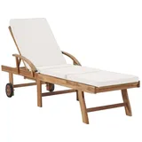 vidaXL Sonnenliegen mit Auflagen 2 Stk. Massivholz Teak Creme