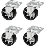SOTECH 4 Stück Design Lenkrollen SHIFT Rollen-Ø 50 mm schwarz, belastbar bis 140 kg (35 kg pro Möbelrolle), Höhe 64 mm