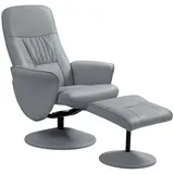 2-teiliges Sessel-set Sessel Mit Fußhocker Relaxsessel Mit Fußhocker, Höhenverstellbar, Neigbare Rückenlehne, Hellgrau