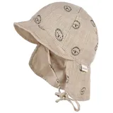 Maximo GOTS Baby-Schildmütze, Band Musselinstoff, Nackenschutz, Futter, UV Musselin - 45