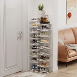 ZIHESY Schuhregal Metall Vertikales Schuhablage Offener Schuhschrank Hoch, Schuh-Organizer für Flur Schlafzimmer Eingangsbereich, Einfache Montage(White,135cm/53.1in)