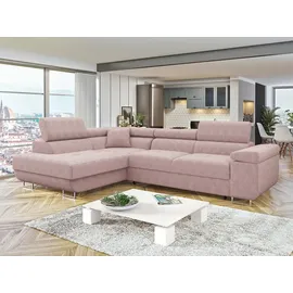 Mirjan24 Eckcouch Cord mit Bettkasten 2-Sitzer Rosa