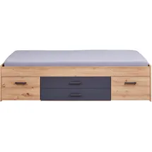 Inter Link SAS Stauraumbett Liora 90 x 200 cm Eiche grau