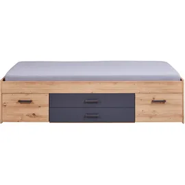 Inter Link SAS Stauraumbett Liora 90 x 200 cm Eiche grau