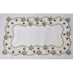 Tischdecke STICKEREIEN PLAUEN "Goldtanne" Gr. 2, grün, B:30cm L:50cm, Polyester, Tischdecken