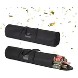 Relaxdays Geschenkpapier Aufbewahrung, 2er Set, Reißverschluss, Griffe, HxD: 79 x 22 cm, Geschenkpapiertasche, schwarz