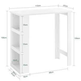 SoBuy Bartisch 112 x 57 x 106 cm Weiß