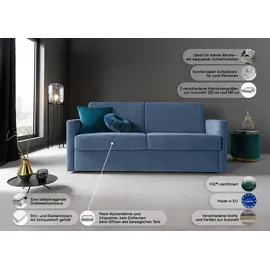 PLACES OF STYLE Schlafsofa »GOLDPOINT 182cm, Dauerschläfer, Liegefläche 140/200 cm, 3-Sitzer mit Bettfunktion, Bonell-Federkernmatratze blau