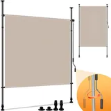 Klemmmarkise Senkrechtmarkise mit Handkurbel, Sichtschutz & Sonnenschutz für Balkon und Terrasse, Khaki, 150 × 270 cm - Grün