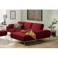 Ecksofa W.SCHILLIG "run, Designsofa, bequem, L-Form", rot (light brick w82), B:299cm H:88cm T:178cm, Longlife Xtra-Leder Z73: Naturwalkleder der Luxusklasse aus den erlesensten Rohhäuten. Hautstärke 1, 1 – 1, 3 mm;ROHLEDER Jacquard-Flachgewebe Q2 W60 (63% Polyester, 37% Polyacryl);ROHLEDER Chenille-Flachgewebe Q2 W77 (68% Polyacryl, 32% Polyester);Stoff S37 (100% Polyester), Sofas, Ecksofa, mit elegantem Holzsockel, Füße in Chrom glänzend, Breite 299 cm