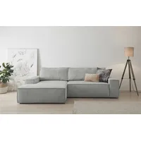 Home Affaire SHERWOOD Schlafsofa 267 cm, L-Form, Schlaffunktion mit Bettkasten (210x136 cm), Cord, Vintage, Samtvelours