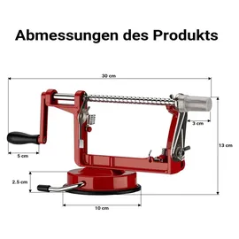 Wiltec Apfelschäler 3 in 1 mit Stahlklingen 30 x 10 x 13 cm