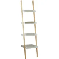 Meinposten Leiterregal mit 4 Böden, 170 cm Höhe, 39 cm Breit, Weiß/Hellbraun, Holz Standregal