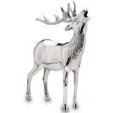 Gro�e Stehende Silber Deko Hirsch Figur & Geweih - Weihnachten Wildfigur 42 cm