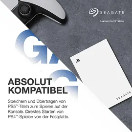 Seagate GameDrive for PlayStation Konsolen, 2 TB, Gaming Festplatte HDD, Weiß