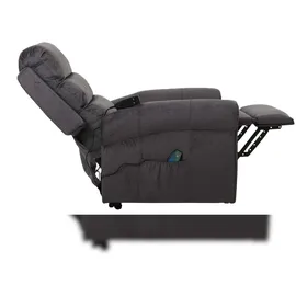 Mendler Fernsehsessel HWC-K63, Relaxsessel, Liegefunktion Aufstehhilfe Massage Heizfunktion, Stoff 220g/m2 Chenille ~ dunkelgrau