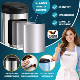 monzana Mülleimer 50 l Silber