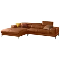 Ecksofa W.SCHILLIG "piedroo" Sofas Gr. B/H/T: 303cm x 70cm x 193cm, Longlife Xtra-Leder Z69, Longchair links, mit Kopfteilverstellung-ohne Sitztiefenverstellung, braun (cognac z69) Ecksofa Kopfteilverstellung, wahlweise mit Sitztiefenverstellung, Breite 303cm