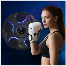 shop'n smile ideoon Fitness-Boxmaschine mit 7 Stufen & Bluetooth-Musik – Reaktions- & Koordinationstrainer, inkl. Boxhandschuhe – Für mehr Motivation