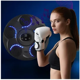 shop'n smile ideoon Fitness-Boxmaschine mit 7 Stufen & Bluetooth-Musik – Reaktions- & Koordinationstrainer, inkl. Boxhandschuhe – Für mehr Motivation