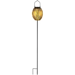 Solarlampe Solarleuchte Steckleuchte Gartenlampe Hängeleuchte, Wetterfest Erdspieß Akku Lichtspiel, Metall goldfarben schwarz, 1x LED warmweiß, DxH 12,5x90cm
