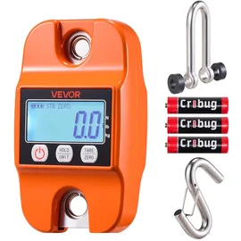 Vevor Kranwaage 400 kg, Digitale Hängewaage mit Gehäuse aus Aluminiumguss & LCD, Wildwaage 100-g-Teilung & 3-Stufiger Anzeige, Zugwaage Fischwaage, geeignet für Landwirtschaft, Jagd & Angeln