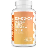 WFN Approved D3-K2-O3 - Vitamin D3 + K2 + Omega 3 Triglyceride - 240 Softgels