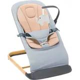 fillikid Babywippe Rocker mit 3 verstellbaren Positionen und Spielbügel mit Plüschfigur - Grau Beige