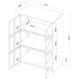 [en.casa] Hamina Aktenschrank 80 x 40 x 113 cm Weiß