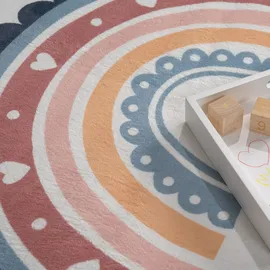 Paco Home Kinderteppich PACO HOME "Eliz 392", bunt (mehrfarbig), B:200cm H:12mm L:280cm, Polyester, Teppiche, Kinderteppich, Kurzflor, Spielteppich, Patchwork-Muster, Motiv Punkte & Regenbogen