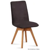 58 aufm Kessel Esszimmerstuhl Küchenstuhl drehbar (2er-Set) Donni 47x92x60 Eiche geölt/Marsala (Lieferung bis Verwendungsstelle, 4 St), Stabiles Gestell aus Massivholz pflegeleichter Bezug aus Microfaser braun