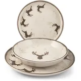 H&H Servizio Tavola Natalizio 12 Pezzi Wild Mocha In Stoneware