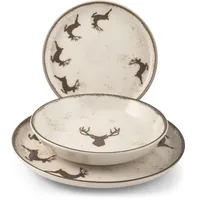 H&H Servizio Tavola Natalizio 12 Pezzi Wild Mocha In Stoneware