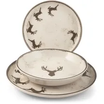 H&H Servizio Tavola Natalizio 12 Pezzi Wild Mocha In Stoneware