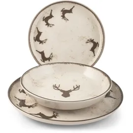 H&H Servizio Tavola Natalizio 12 Pezzi Wild Mocha In Stoneware