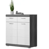 Inn.Furn Schuhkommode Shawn (Flurschrank in grau und weiß, BxH 90 x 96 cm), Hochglanz grau