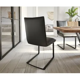 DeLife Freischwinger Lelio-Flex Echt-Leder Schwarz Freischwinger flach Schwarz Taschenfederkern