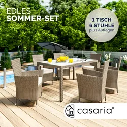 CASARIA® Gartenmöbel Set mit 150x90cm Esstisch Creme