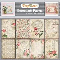 CrafTreat decoupage papier für Möbel - decoupage papier blumen (21 cm x 29,7 cm) 8 Blatt - reispapier decoupage - decoupage papier vintage - Decopatch-Papier - decoupage kleber - scrapbooking papier