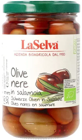 LaSelva Oliven schwarz in Salzlake bio