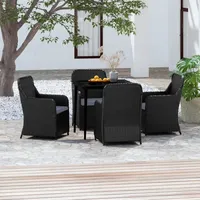 VidaXL 5-tlg. Garten-Essgruppe mit Kissen Schwarz
