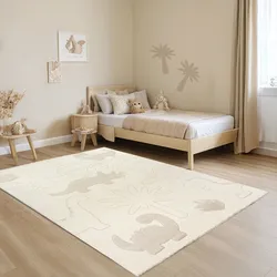 Teppich MERINOS "Eclipse kids Dinos", beige (cream), B:140cm H:14mm L:200cm, Polypropylen, Teppiche, Teppich für Kinderzimmer, Kinderteppich, Spielteppich, Pflegeleicht