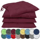 NatureMark Stuhlkissen mit Bändern 40x40 cm – Gefüllte Sitzkissen, Outdoor & Indoor – Bordeaux rot