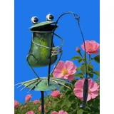 Pommerntraum ® | Regenmesser Niederschlagsmesser Pluviometer Gartendekoration Gartenstecker (Frosch beim Angeln)