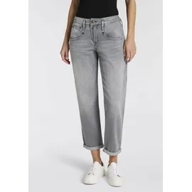 Herrlicher Boyfriend-Jeans "Shyra Tap Denim Grey Light Stretch", Damen, Gr. 26, N-Gr, grau (grau ash), Denim/Jeans, Obermaterial: 98% Baumwolle, 2% Elasthan, gerade 7/8-Länge, Jeans, High Waist mit Umschlagsaum