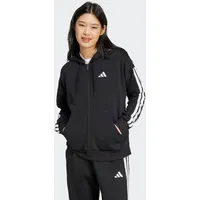 adidas Essentials 3-Streifen Full-Zip Fleece, Damen Kapuzensweater, schwarz - M