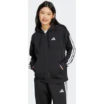 adidas Essentials 3-Streifen Full-Zip Fleece, Damen Kapuzensweater, schwarz - M