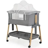 Cangaroo Beistellbett Adoro, verstellbar, Matratze, Moskitonetz, Räder grau