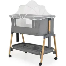 Cangaroo Beistellbett Adoro, verstellbar, Matratze, Moskitonetz, Räder grau